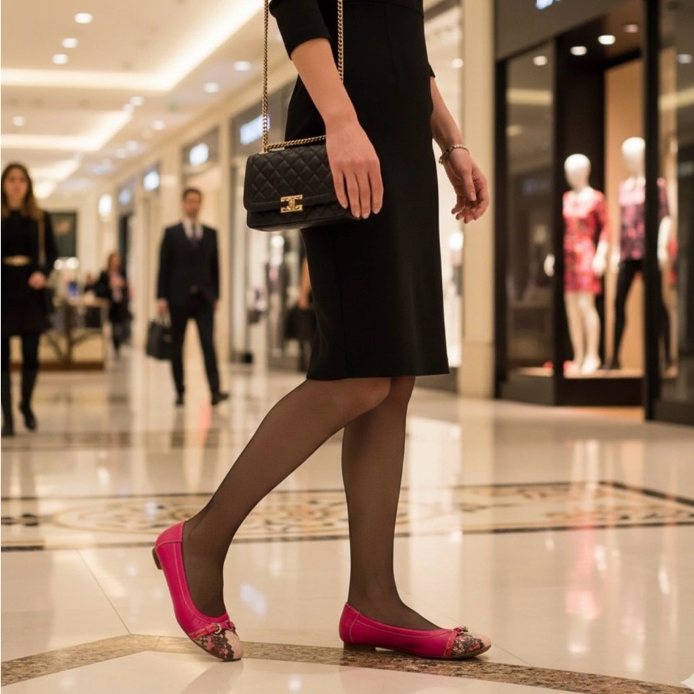 Luxury brand AGL Monica Pink Leather Snakeskin Toe Ballet Flats EU 40